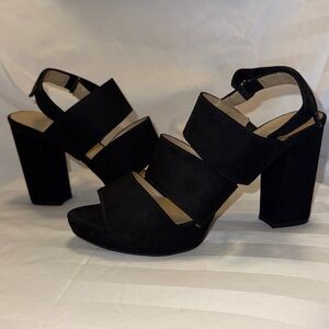 Naturalizer Black Strappy Block Heel Sandals